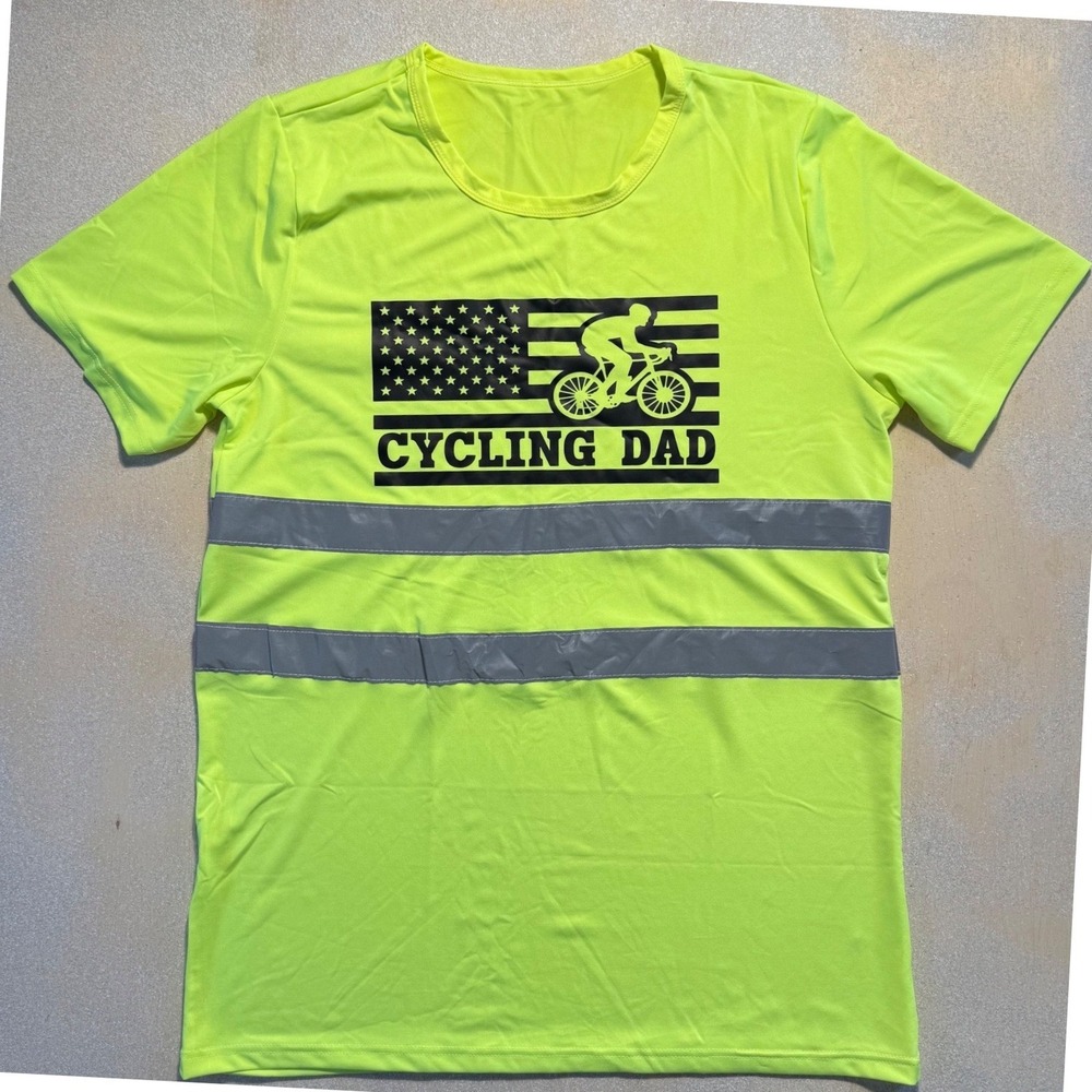 Cycling Dad Neon High Visibility Reflective Safety Shirt Mens Medium M-1077